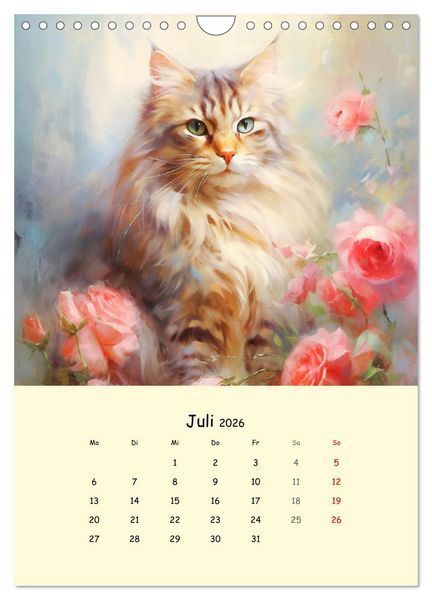 Produktbild: Liebliche Katzen. Anmut und W&uuml;rde mit Blumen (Wandkalender 2026 DIN A4 hoch), CALVENDO Monatskalender