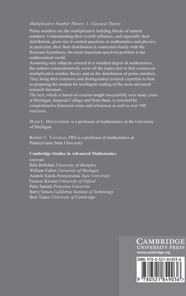 Produktbild: Multiplicative Number Theory I. Classical Theory