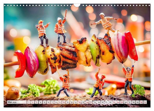 Produktbild: BBQ in Miniatur - Kleine Helden am Braten und Grillen (Wandkalender 2026 DIN A3 quer), CALVENDO Monatskalender