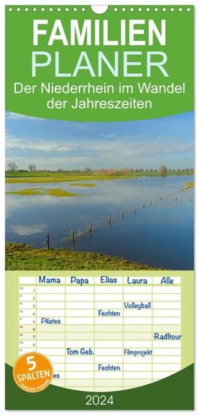 Familienplaner 2026 - Der Niederrhein im Wandel der Jahreszeiten mit 5 Spalten (Wandkalender, 21 x 45 cm) CALVENDO