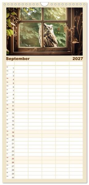 Produktbild: Familienplaner 2027 - Aus dem Fenster geblickt mit 5 Spalten (Wandkalender, 21 x 45 cm) CALVENDO