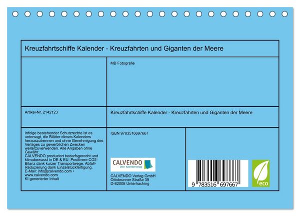 Produktbild: Kreuzfahrtschiffe Kalender - Kreuzfahrten und Giganten der Meere (Tischkalender 2026 DIN A5 quer), CALVENDO Monatskalender