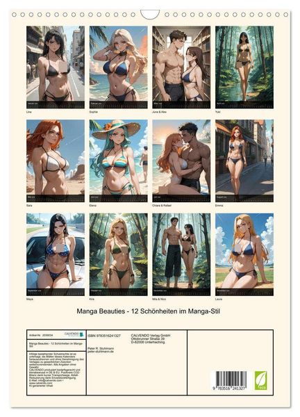 Produktbild: Manga Beauties - 12 Sch&ouml;nheiten im Manga-Stil (Wandkalender 2026 DIN A3 hoch), CALVENDO Monatskalender