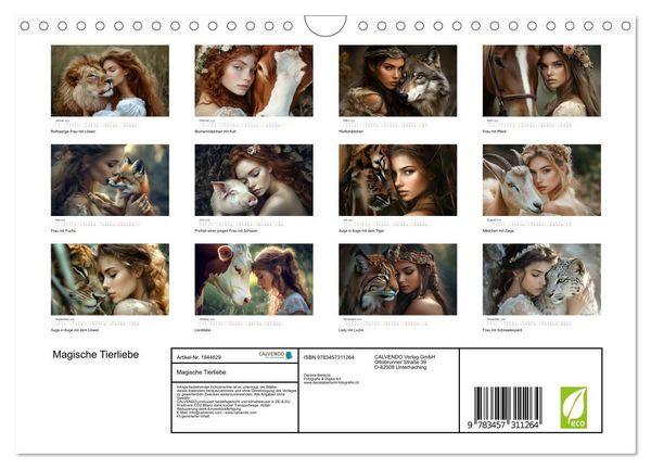 Produktbild: Magische Tierliebe (Wandkalender 2026 DIN A4 quer), CALVENDO Monatskalender