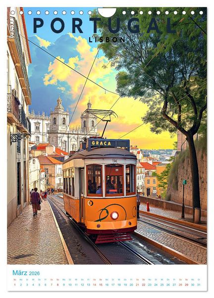 Produktbild: Portugal - Old School Poster Style (Wandkalender 2026 DIN A4 hoch), CALVENDO Monatskalender