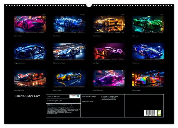 Produktbild: Surreale Cyber Cars (Wandkalender 2026 DIN A2 quer), CALVENDO Monatskalender