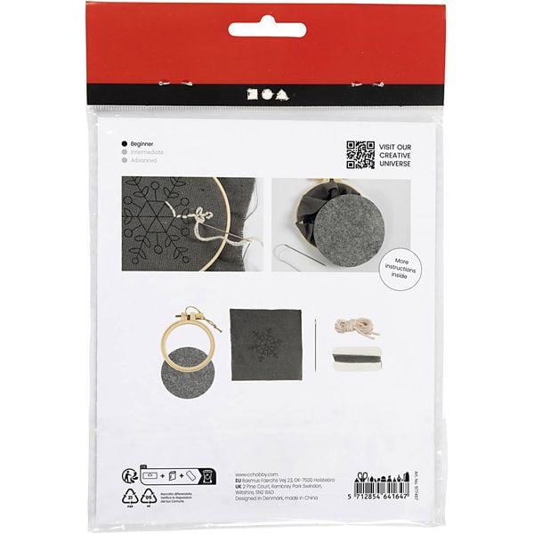 Produktbild: Creativ Company DIY Sets Sticken & Nadelstanzen Mini Kreativ Set Sticken, Grau, Schneeflocke, Kreativ Box