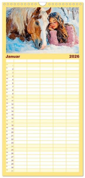 Produktbild: Familienplaner 2026 - Seelenverwandte. Frauen und Pferde. Die Magie der Verbundenheit mit 5 Spalten (Wandkalender, 21 x 45 cm) CALVENDO