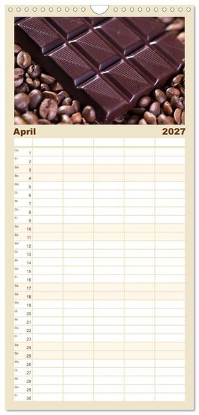 Produktbild: Familienplaner 2027 - Kaffee & Schokolade mit 5 Spalten (Wandkalender, 21 x 45 cm) CALVENDO