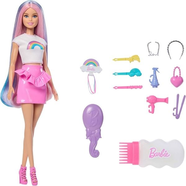 Produktbild: Barbie Haarspiel Puppe Regenbogen Glitzer