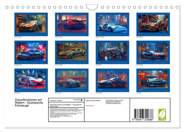 Produktbild: Zukunftsvisionen auf R&auml;dern - Dystopische Fahrzeuge (Wandkalender 2026 DIN A4 quer), CALVENDO Monatskalender