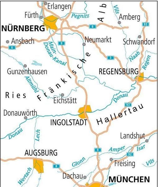 Produktbild: BVA ADFC Radtourenkarte Fr&auml;nkische Alb Altm&uuml;hltal 1:150.000