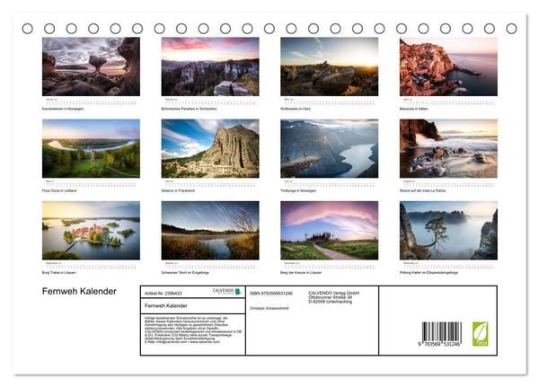 Produktbild: Fernweh Kalender (Tischkalender 2027 DIN A5 quer), CALVENDO Monatskalender