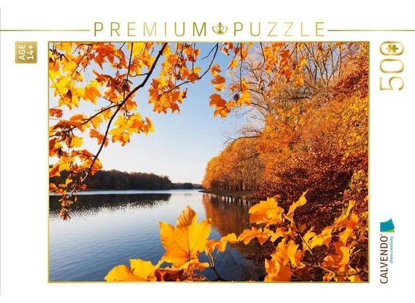 CALVENDO Puzzle Köln Decksteiner Weiher in wunderbaren Herbstfarben | 500 Teile Lege-Größe 48 × 36 cm Foto-Puzzle für Erwachsene