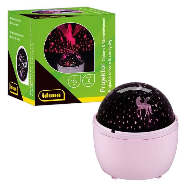 Produktbild: Idena LED Projektor Einhorn Sternenhimmel 11,5x11,5x13cm