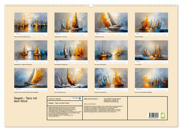 Produktbild: Segeln - Tanz mit dem Wind (Wandkalender 2027 DIN A2 quer), CALVENDO Monatskalender