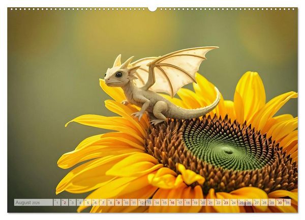 Produktbild: Regenbogenschuppen - Die geheime Welt der magischen Miniatur Drachen (Wandkalender 2026 DIN A2 quer), CALVENDO Monatskalender