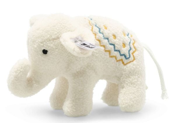 Steiff 241147 - Elefäntle mit Rassel, Plüsch, weiß, 10 cm