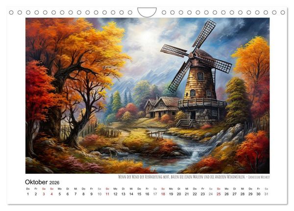 Produktbild: Windm&uuml;hlenzauber (Wandkalender 2026 DIN A4 quer), CALVENDO Monatskalender
