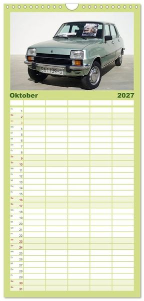 Produktbild: Familienplaner 2027 - Automobile Tr&auml;ume der 70er mit 5 Spalten (Wandkalender, 21 x 45 cm) CALVENDO