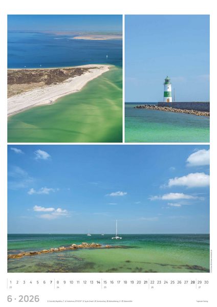 Produktbild: Strandgeflüster - Momente am Meer 2026 - Bildkalender A3 (29,7x42 cm) - mit Feiertagen - Triplets - drei Bilder pro Monat - Naturkalender - Wandplaner