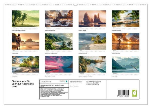 Produktbild: Gestrandet - Ein Jahr auf Robinsons Insel (hochwertiger Premium Wandkalender 2026 DIN A2 quer), Kunstdruck in Hochglanz