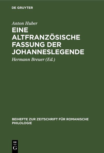 Produktbild: Eine altfranz&ouml;sische Fassung der Johanneslegende