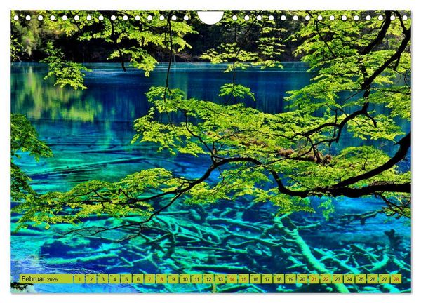 Produktbild: Die magischen Gew&auml;sser von Jiuzhaigou und Huanglong (Wandkalender 2026 DIN A4 quer), CALVENDO Monatskalender