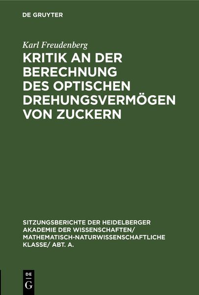 Produktbild: Kritik an der Berechnung des optischen Drehungsverm&ouml;gen von Zuckern