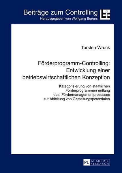 Produktbild: F&ouml;rderprogramm-Controlling: Entwicklung einer betriebswirtschaftlichen Konzeption