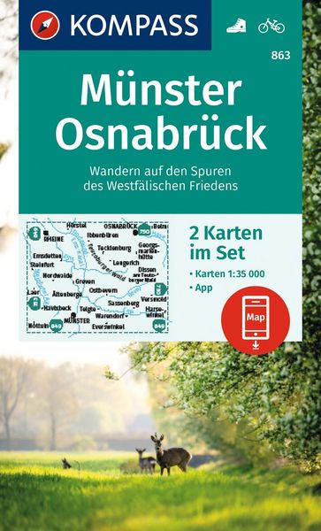 Produktbild: KOMPASS Wanderkarten-Set 863 M&uuml;nster, Osnabr&uuml;ck (2 Karten) 1:35.000