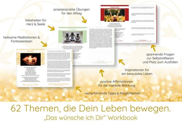 Produktbild: Das w&uuml;nsche ich Dir | Workbook zur Pers&ouml;nlichkeitsentwicklung & Selbstfindung | Lebensweisheiten, Selbstreflexionen, Positive Affirmationen, Meditationen und &Uuml;bungen | 62 Lebensthemen