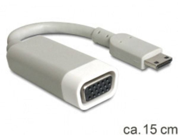 Delock 65471 HDMI / VGA Adapter [1x HDMI-Stecker C Mini - 1x VGA-Buchse] Weiß 15.00cm