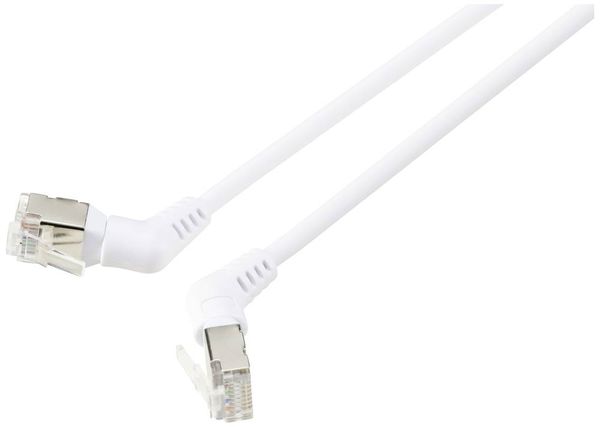 Renkforce RF-6071566 RJ45 Netzwerkkabel, Patchkabel CAT 6a F/UTP 1.00 m Weiß Steckkontakte 360° drehbar, Gewinkelter Kabelabgang 1 St.
