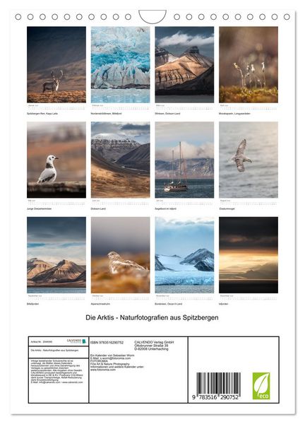 Produktbild: Die Arktis - Naturfotografien aus Spitzbergen (Wandkalender 2026 DIN A4 hoch), CALVENDO Monatskalender