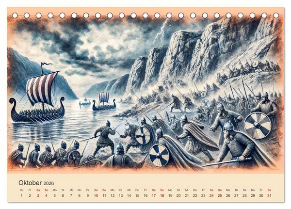 Produktbild: Die Wikingerzeit - Helden, K&ouml;nige und Entdeckungen (Tischkalender 2026 DIN A5 quer), CALVENDO Monatskalender