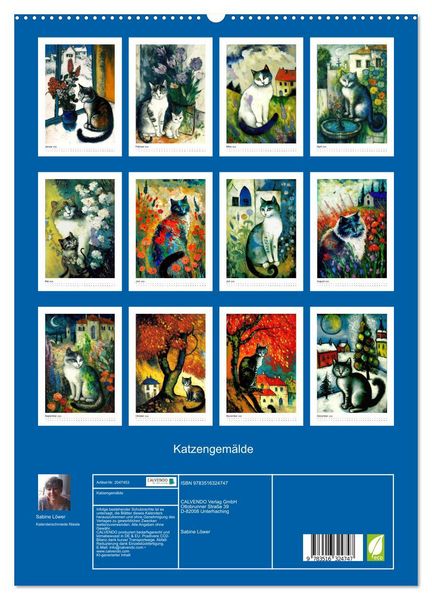 Produktbild: Katzengem&auml;lde (hochwertiger Premium Wandkalender 2026 DIN A2 hoch), Kunstdruck in Hochglanz