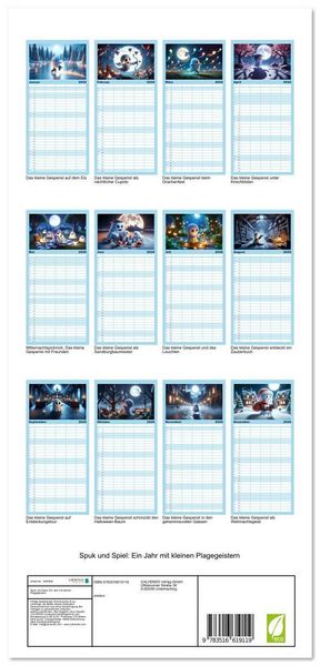 Produktbild: Familienplaner 2026 - Spuk und Spiel: Ein Jahr mit kleinen Plagegeistern mit 5 Spalten (Wandkalender, 21 x 45 cm) CALVENDO