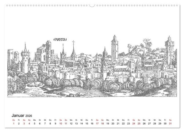 Produktbild: Schedelsche Weltchronik Deutsche St&auml;dte 1493 (Wandkalender 2026 DIN A2 quer), CALVENDO Monatskalender