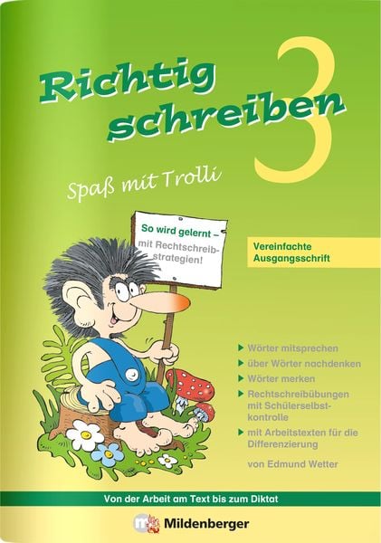 Produktbild: Richtig schreiben &ndash; Spa&szlig; mit Trolli, 3. Schuljahr, Vereinfachte Ausgangsschrift