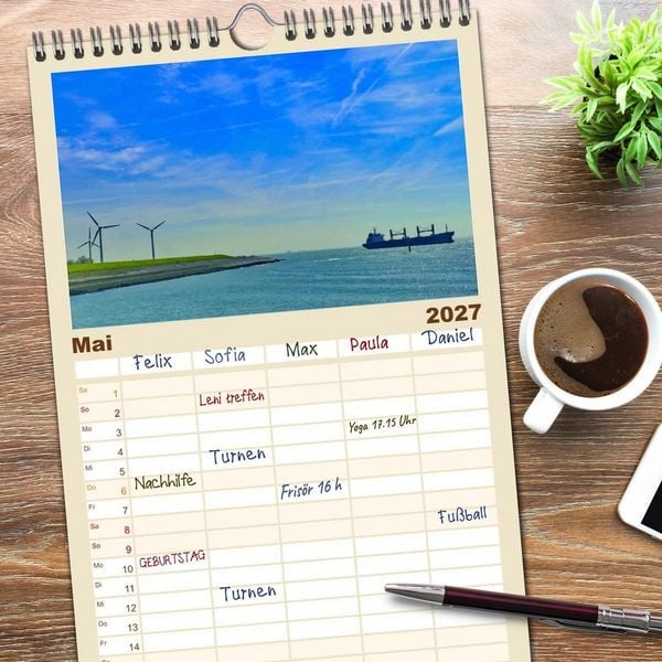 Produktbild: Familienplaner 2027 - Magische K&uuml;ste Zeeland mit 5 Spalten (Wandkalender, 21 x 45 cm) CALVENDO