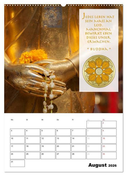 Produktbild: BUDDHAS ZITATE Buddhistische Weisheiten (Wandkalender 2026 DIN A2 hoch), CALVENDO Monatskalender