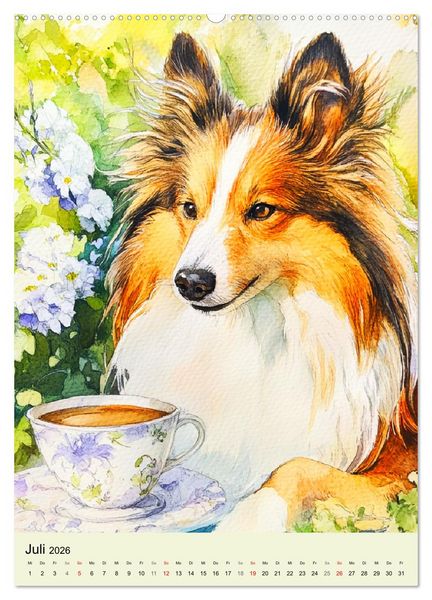 Produktbild: Bezaubernde Hunde. Unsere Freunde im lieblichen Aquarell-Stil (Wandkalender 2026 DIN A2 hoch), CALVENDO Monatskalender