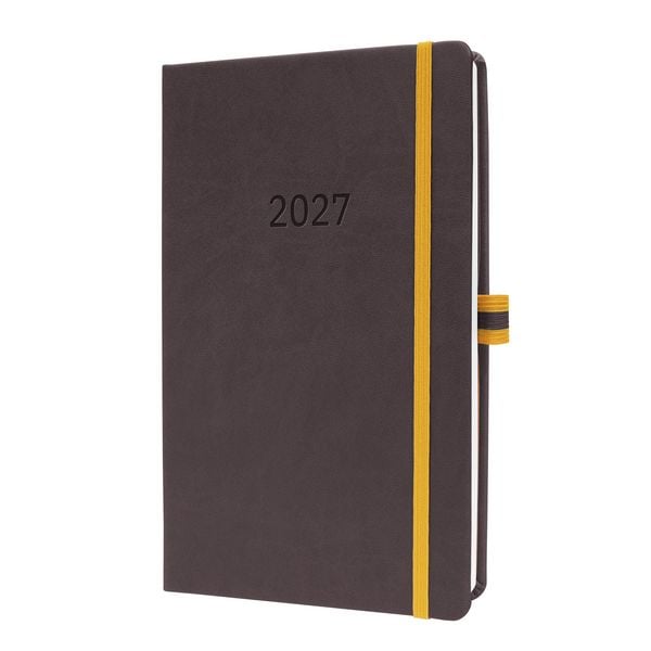 Produktbild: SIGEL L2707 Wochenkalender Linescape 2027 DE, ca. A5, Hardcover, dunkelgrau/gelb
