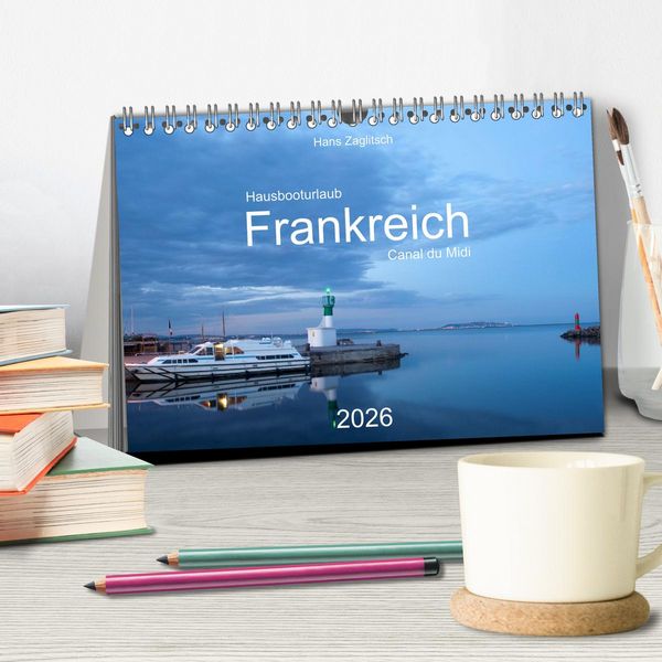 Produktbild: Hausbooturlaub Frankreich - Canal du Midi (Tischkalender 2026 DIN A5 quer), CALVENDO Monatskalender