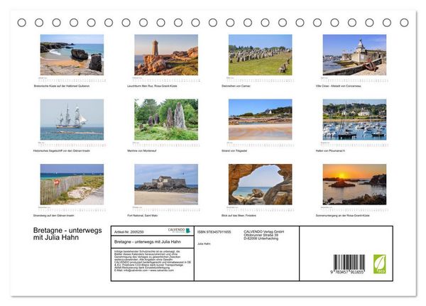 Produktbild: Bretagne - unterwegs mit Julia Hahn (Tischkalender 2026 DIN A5 quer), CALVENDO Monatskalender
