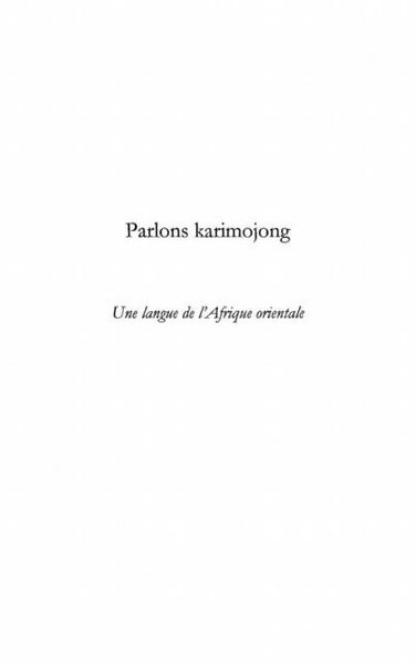 Produktbild: Parlons karimojong - une langue de l'afr