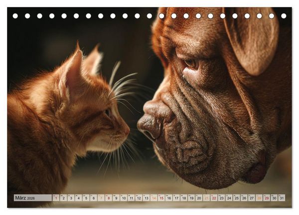 Produktbild: Hund und Katze - Tierische Freunde (Tischkalender 2026 DIN A5 quer), CALVENDO Monatskalender