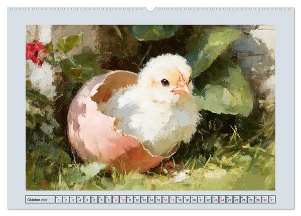 Produktbild: Federleichte Nostalgie. H&uuml;hner, Enten und G&auml;nse in duftigen Momenten (hochwertiger Premium Wandkalender 2027 DIN A2 quer), Kunstdruck in Hochglanz