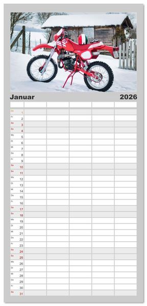 Produktbild: Familienplaner 2026 - Bella Macchina mit 5 Spalten (Wandkalender, 21 x 45 cm) CALVENDO